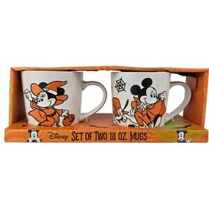 Disney Set of 2 Mickey, Minnie, Donald, and Daisy Halloween Collectible Mugs